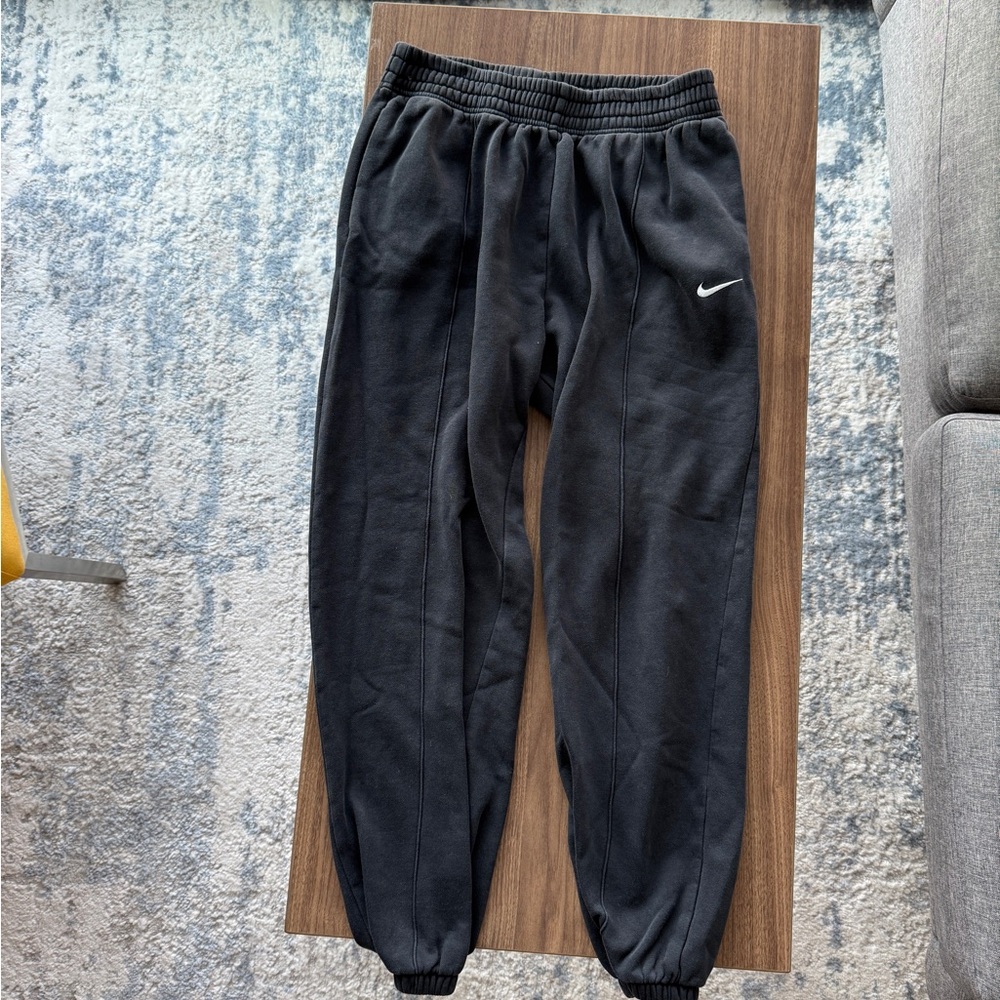Nike Black Kids Jogger Sweatpants with White Swoosh